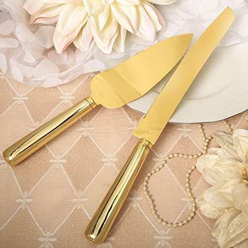 Preisvergleich Produktbild Schlichte Eleganz-Kuchenmesser, klassisch, Edelstahl, goldfarben