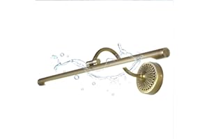 ‎ACMHNC ACMHNC LED Spiegelleuchte Vintage Badezimmer Wasserdichte Spiegellampe Antik Messing Badlampe Schminktisch Wandleuchte 240° Winkel Einstellbar Schminklicht Neutral weiß 4000K,Messing,Ø100CM/20W