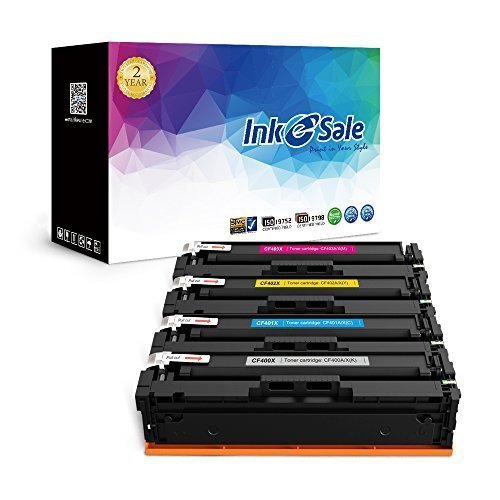 Ink E-Sale 4x Kompatible Tonerkartuschen zu HP 201X (CF400X) CF400X für HP Color LaserJet Pro M252n, M252dw, MFP M277n, MFP M277dw, M274n, M274dw Drucker schwarz ca. 2.800 Seiten, cyan, magenta, gelb ca. 2.300 Seiten