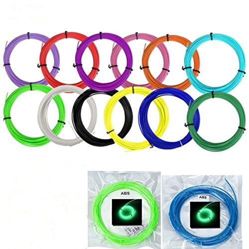 UEETEK 14 Farben 3D Druck Stift Filament Minen Kit 1,75 mm ABS 10M für jede Rolle (12 normalen Farben + fluoreszierend grün + fluoreszierend blau)