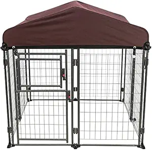 TRIXIE Deluxe Outdoor Dog Kennel with Cover, Portable and Expandable, Heavy Duty, Kennel System, Lockable, Foldable, Easy to Store, Medium,Black,39211