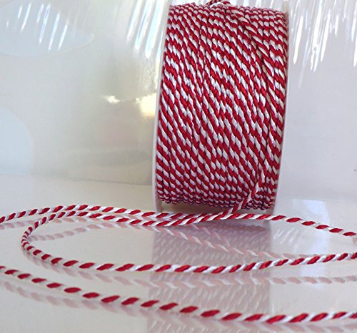 KORDEL 50m x 2mm rot – weiß Drehkordel KORDELBAND Dekoband SCHLEIFENBAND Schnur - 2
