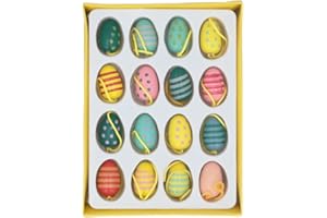 Gisela Graham Easter Decorations, Set of 16 Painted Wooden Mini Eggs