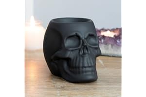 RAJX Skull Wax Melt Burners, Essential Oil and Wax Burners for Scented Wax, Novelty Gifts for Halloween, Fragrance Warmer & Tealight Holder, Spooky Oil Burner for Home Decor (Black)