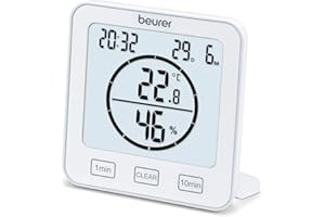 ‎BEURER Beurer HM 22 Termo-higrometr, kontrola klimatu w pomieszczeniu, pomiar temperatury i wilgotności względnej, z timerem i sygnałem dźwiękowym