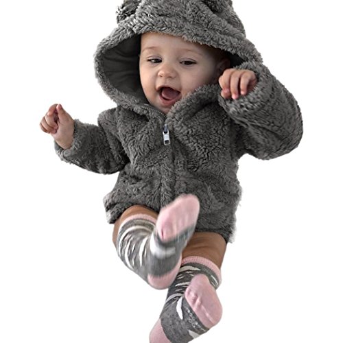 Preisvergleich Produktbild Longra Baby Wintermantel Winterparka Mit Pelzkapuze Winter Kapuzenjacke Unisex Baby Hoodie Parka Kapuzenpullover Steppmantel Winterjacke Warmen Outdoorjacke Outwear (80CM 12Monate, Gray)