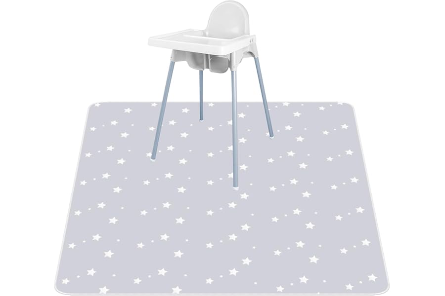 Vicloon Easy Cleaning Splash Mat, 52" Highchair Splash Mat, Baby Splat Floor Mat, Washable Spill Mat, Waterproof Messy Mat, Highchair Weaning Mat for Under High Chair/Arts/Crafts