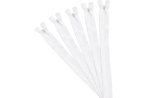 ALAHUGYEF 5 Pcs Invisible Zips for Sewing, 40 cm/16 Inch White Zips, Closed-Ended Nylon Invisible Zippers, #3 Concealed Zipper Zip Fixer for Skirts Cushions Pillows Clothes Pants DIY Craft Tailor Dressmaking