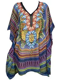 Indiatrendzs Women's Poncho Sexy Digital Printed Georgette Kaftan Top Free Size