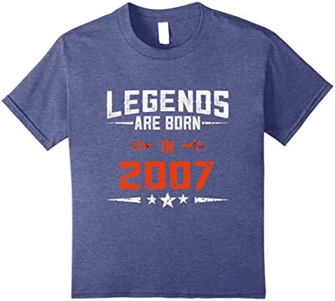 Legends Are Born in 2007 T-Shirt 10th Birthday Tee Gift Kids 12 Heather Blue