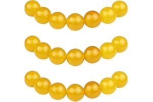 MJDCB Natural Round Stone Beads 6mm Yellow Agate Loose Gemstone Beads for Jewelry Making Bracelet Necklace 60pcs