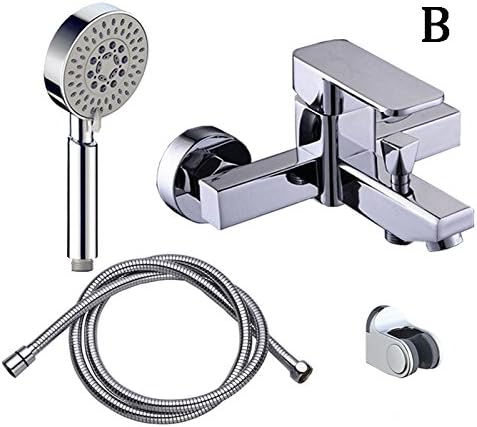 Vinteen Bathtub Take A Shower Faucet Tap Bathroom Pure Copper Mixing Valve Bathing Shower Hot And Cold Faucet Set 5 Files Flower Sprinkle Water-Tap (Size : B)