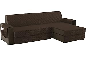 sevi's Housses de Canapé Dangle 250cm Gauche/Droit Universel Impermeable avec Accoudoirs, Réversible Protégé Canapes -Marron Foncé