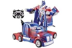 Homespired® 2.4Ghz Transformer 2in1 Remote Control Car Talking AutoBot RC Drifting Car, Rechargeable Radio Controlled RC Car with LED Lights and Sound, One Touch Deform (Optimus -02)