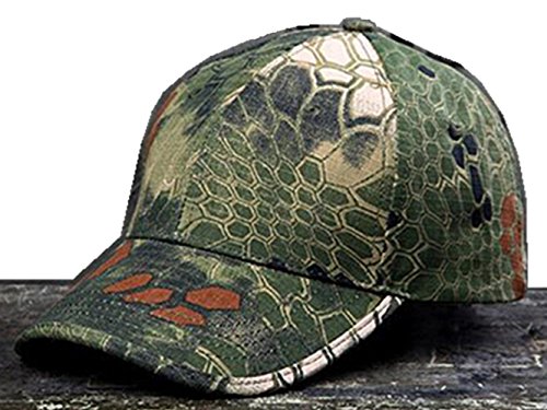 Noga - Gorra con visera estilo militar de camuflaje en bosques y exteriores con diseño pitón, sobria, para pesca, caza y senderismo, woodland python Camouflage