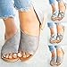 Produktbild HILOTU Flache Sandalen Für Damen rutschfeste Mode Einfache Sandalen Frühling Sommer Strand Persönlichkeit Gemütliche Ledersandalen (Color : Grau, Size : 39 EU)