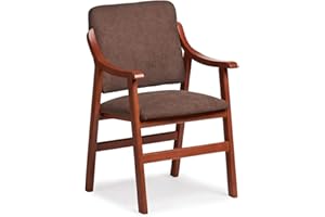 GASTEN A GUSTO Abuelo A Gusto- Silla Comedor con Brazos de Madera en Cerezo. Tela Antimanchas (Medidas: 86x54x54 cm). Especial Personas Mayores, Espalda Recta. (Marrón)