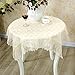 Produktbild TaiXiuHome European Style Tischdecke mit Beige Lace Stickerei für Couchtisch Tuch Kühlschrank TV Cover Handtuch Quadrat ca. 24x24 Zoll (60x60cm)