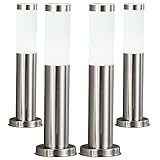 Bauform zylindrisch 4er Set Außen Steh Leuchten Edel Stahl Garten Geh Weg Stand Lampen Hof Beleuchtung