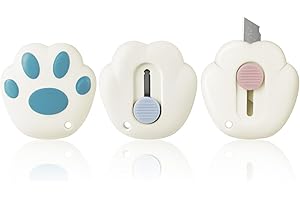 OFFCUP Couteau de Papeterie, 3PCS Mini Couteau Utilitaire Rétractable avec Porte-clés Retractable, Mini Ouvre-Lettre, Cutter, Box Cutter pour la Papeterie, Papier, Papier Découpe, Carton