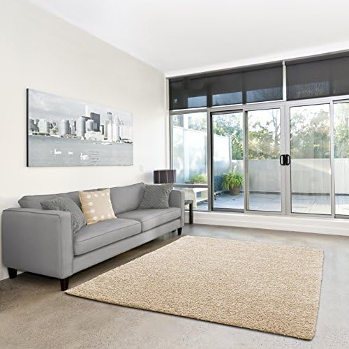 Shaggy Rug High-Pile Rug Fluffy for Living Room, Bedroom or Nursery | Plain, tested for harmful substances, Hypoallergenic, cream, 040x060 cm