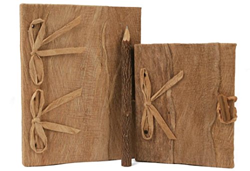 Bark Notizbuch handgefertigt Natur Small, blanko Seiten (17cm x 13cm x 2cm) - 2