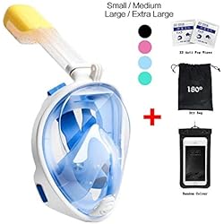 Vaporcombo 180 degrés de plongée Tuba sans haleine, Anti-Buée et Anti-Fuite pour plongée Masque W/Fixation GoPro + sans Accessoires - Bleu - S/M