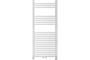 S SIENOC Radiateur de Salle de Bain Sèche-Serviette 1150x500mm Radiateur Tubulaire Vertical Chauffage à Eau Chaude Blanc