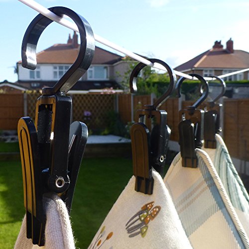 10 schwarze super starke Kunststoff “Clever Clips” mit Drehhaken – ca- 11 cm – Vielseitig – Für Haus – Büro – Werkstatt Hangerworld - 2
