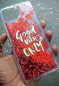 ANVIKA Mobile Kitty Cover for Oppo F17 Pro Good Vibes Only Quicksand Moving Liquid Floating Waterfall Girls Hello Kitty Soft TPU Sparkle Silicone Back Case Cover