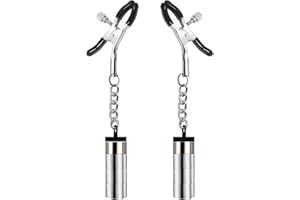 Kutocesy Magnético Pezón Pinzas Pezones De Metal De Las Mujeres De Joyería Pezón Abrazadera Ajustable Imán Peso Presión BDSM Juguetes Sexuales Para Parejas (Metallic)