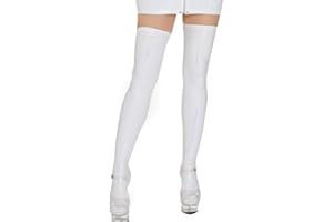 SEAUR Women's Patent Leather Thigh High Socks Shiny Glossy Wet Look Socks Over Knee Long Socks Cosplay