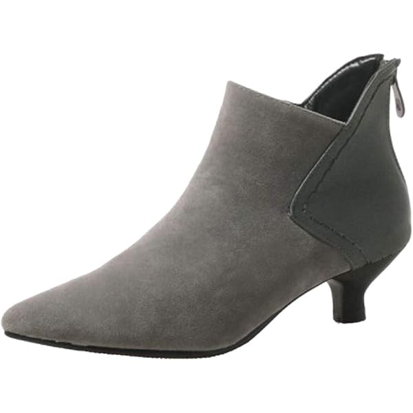 Lizoleor Women's Slouch Boots - Kitten Heel, Pointed Toe, Slip On Ankle Boots