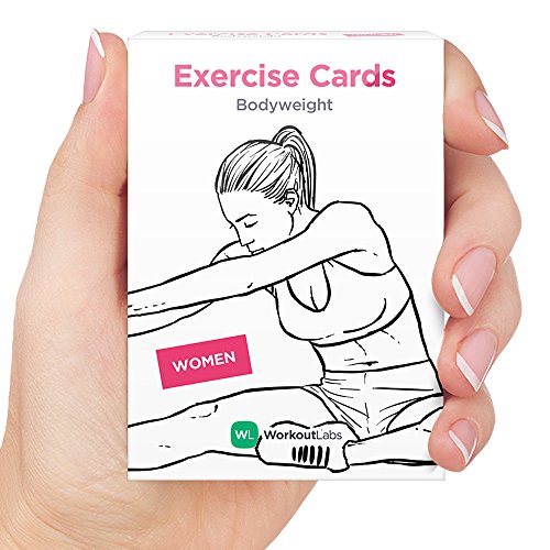 WorkoutLabs Tarjetas visuales de Entrenamiento de Peso Corporal Premium para Entrenamientos en casa sin Equipo para Mujer Blanco