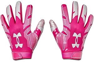Under Armour Men's F8 Football Gloves , Tropic Pink (654)/Metallic Silver , Large