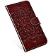 Produktbild Jinghuash Kompatibel mit Huawei Honor 8X Hülle,Lederhülle Klapphülle Mandala Blumen Muster Brieftasche Etui Bookstyle PU Leder Wallet Tasche Flip Cover Ständer Handyhülle Schutzhülle-Brown