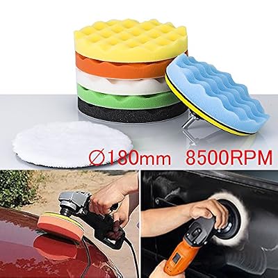 Zipom Kit de 8 disques de polissage et lustrage pour voiture et adaptateur pour perceuse 17,7 cm