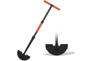 ATUHOLA Bordeadora manual de césped de 41 pulgadas con hoja de dientes de sierra, bordeadora manual de media luna con eje de metal, mango de agarre en T, herramienta de corte de jardín resistente para