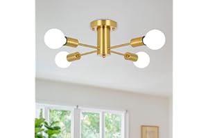 MRHYSWD Industrial Ceiling Lights Living Room Gold Light Fittings Ceilings, 4 Lights Sputnik Ceiling Light Vintage Modern Ceiling Lamp for Bedroom Kitchen Hallway with E27 Socket, Without Bulbs