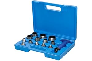 ALETO 13 in 1 Hollow Punch Set 5-35mm Professional Leather Hole Punch Cutter for Leatherworking Belt Rubber Gaskets Watch Band with Puching Handle in Plastic Case