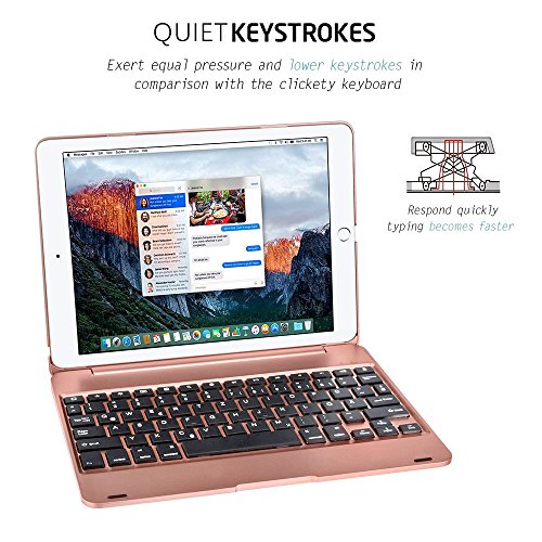 iPad Air 2/Pro 9.7 Bluetooth Tastatur Hülle, Collen Bluetooth Keyboard Case mit Auto Sleep / Wake Funktion, Deutsches Tastaturlayout (Rose Gold) - 4