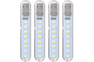 Milisten 4 sztuki USB LED lampka do czytania laptopa lampka nocna mini lampka nocna akcesoria komputerowe do laptopa, klawiatury, komputera, białe światło