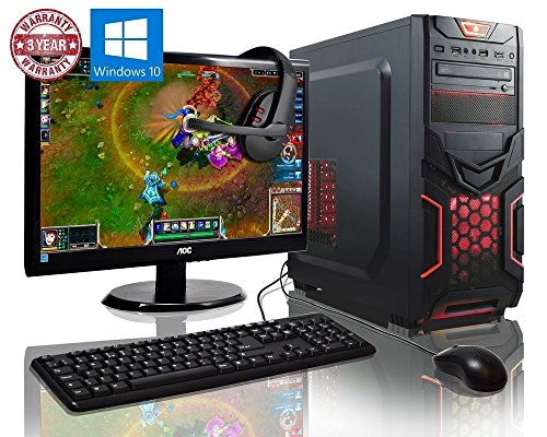 ADMI GAMING PC PACKAGE: Versatile Desktop Computer, 21.5 Inch 1080p Monitor, Keyboard, Mouse and Gaming HeadSet (PC SPEC: AMD Kaveri A8-7650K 3.8GHz Radeon R7 Quad Core APU Processor, USB 3.0, 500W PSU, 1TB Hard Drive, 16GB RAM, 24 x DVDRW Drive, Wifi, Red Devil, Pre-Installed with Windows 10 Operating System)
