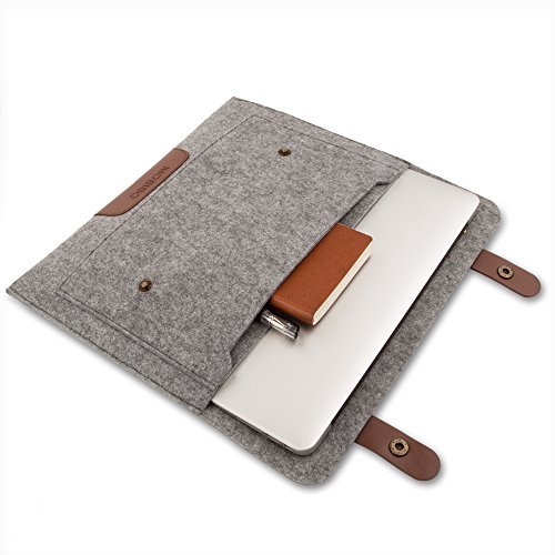 MOSISO Filz Sleeve Hülle Tasche mit Schulterriemen für 13-13.3 Zoll MacBook Air / MacBook Pro / Ultrabook, Grau - 3