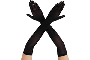 YOLEV Long Sheer Gloves for Women Sexy Mesh Opera Gloves Stretchy Elbow Length Tulle Gloves for Wedding Outdoor Party Opera Halloween Costume 1920's Dance