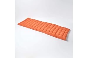 HOMESCAPES Coussin pour Banc de Jardin, Matelas de Sol, Coussin pour Banquette extérieure 3 Places, Coton - 143 x 48 x 5 cm - Terracotta