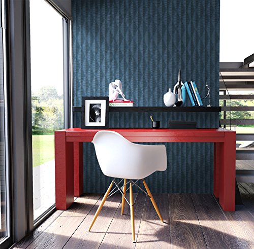 Tapete Blau Vliestapete in Natur Optik , schöne, moderne, edle Tapete im Grafik Design , für Wohnzimmer, Schlafzimmer oder Küche inklusive Newroom Tapezier Ratgeber mit Tipps für perfekte Wände - 2