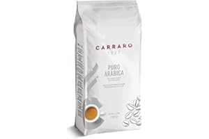 CARRARO 1927 Puro Arabica, 100% Arabica Coffee Beans 1kg(Pack of 1)- Medium Roast Whole Roasted Coffee Beans - Intensity 5/10, Artisan Espresso, Velvety Smooth with Fruit & Flower Aroma, Made in Italy