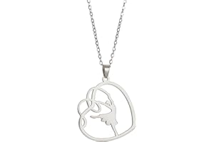 EUEAVAN Collana con ciondolo a forma di cuore, per ginnastica, sport, ginnastica, con ciondolo a forma di cuore, per ginnastica, gioielli alla moda, Medio, Acciaio inossidabile, Senza pietre preziose
