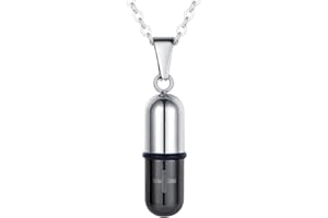 FaithHeart Pendentif Capsule Personnalisable Or/Noir en Acier Inoxydable,Collier Pilulier à Médicament d'Urgence SOS Médecine,Bijoux Cendres Urne Souvenir avec Chaine 50+5 cm pour Hommes et Femme